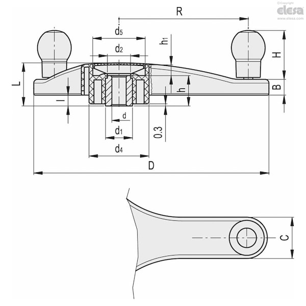 Three-arm Handwheels, EYK.400+EBS A-20-C3